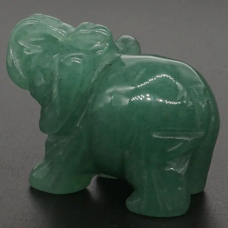Фигурки слонов из натурального камня декоративная статуэтка зеленого цвета с
