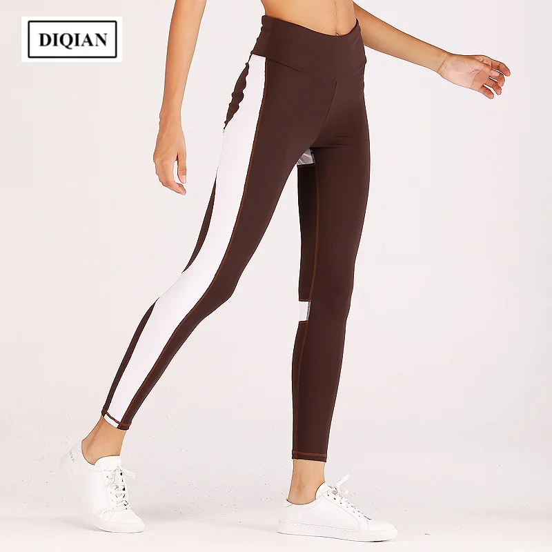 DIQIAN Autumn Winter Fitness Splicing Yoga Pants For Women Bodybuilding Famale Breathable Sport Tight Gym Sportswear | Спорт и