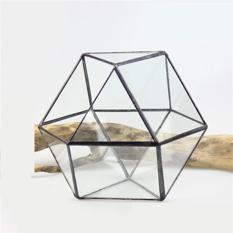 

Modern style Tabletop Cuboctahedron Geometric Glass Terrarium Succulent Planter Plant Terrarium Box Gardening Flower Pot