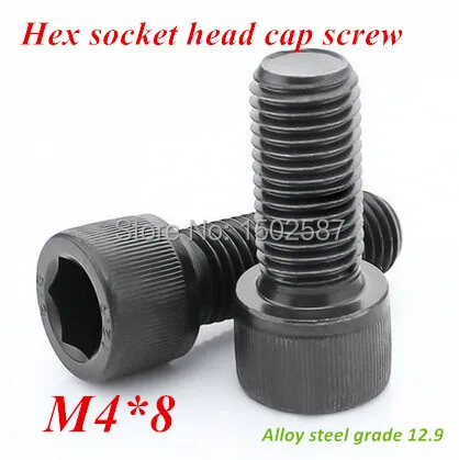 

500pcs M4*8 Hex Head Socket Cap Screw Black 12.9 Grade Metric All Thread Hex Bolt M4X8mm