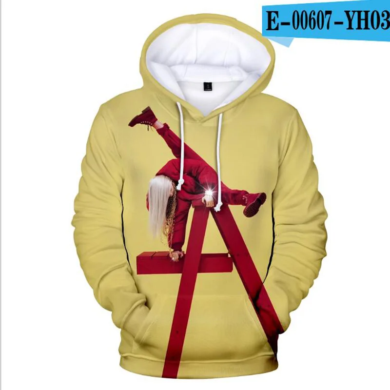В Стиле Хип-хоп, модная Фирменная Костюмы Billie Eilish 3D принт худи свободного кроя из Для женщин с капюшоном толстовки, пуловеры, повседневный стиль, уличная одежда, топы - Цвет: 016