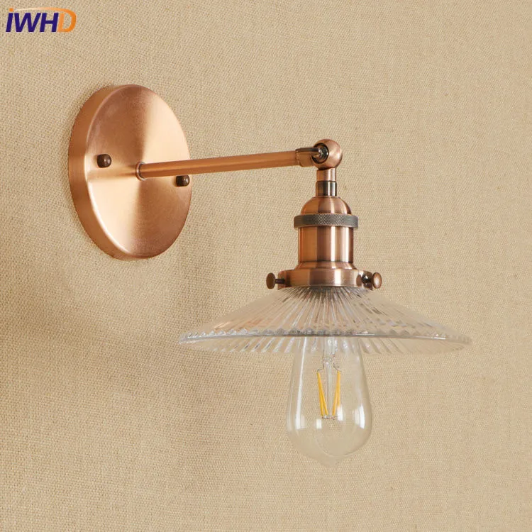 IWHD Лофт Edison светодиодный настенный светильник Железный Регулируемый Wandlamp стеклянный светильник для ванной комнаты RH светильники Домашний Светильник ing аппликация Murale светильник
