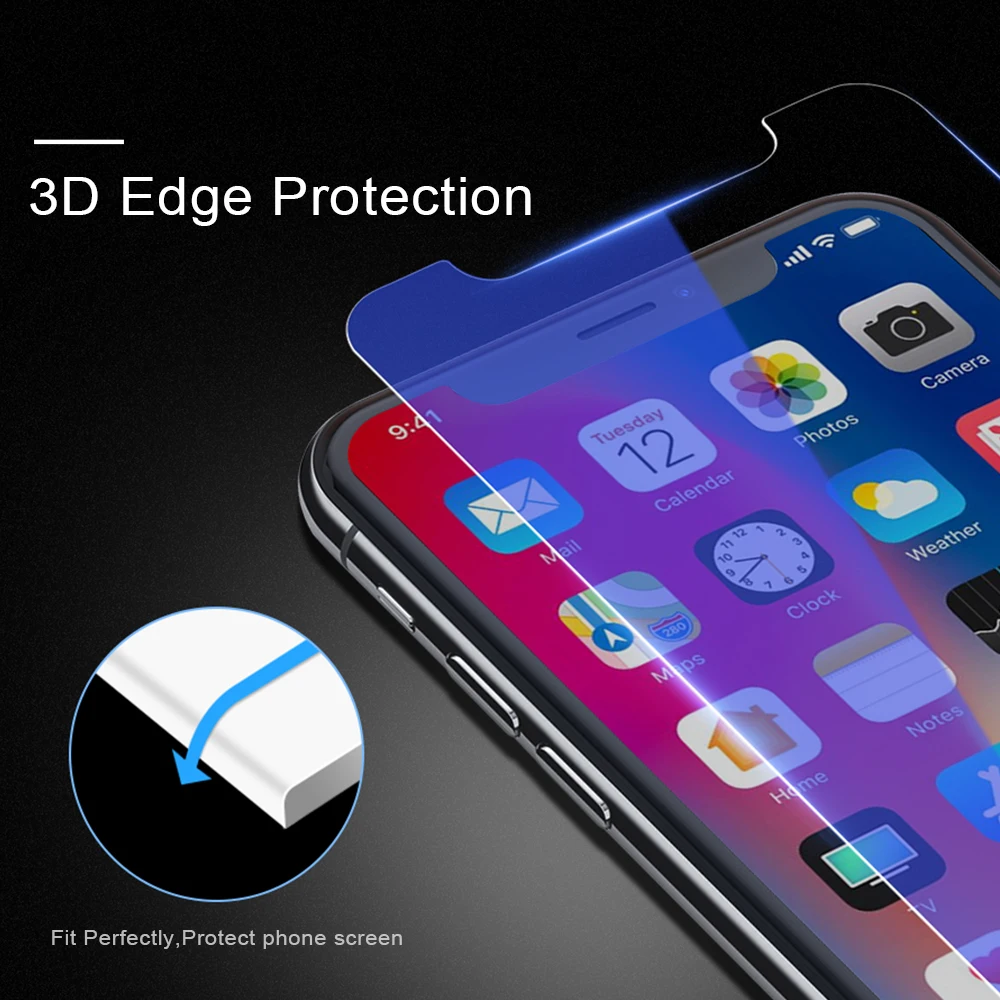 KISSCASE 9H зеркальное Защитное стекло для iPhone 6S 6 7 Plus XS Max 3D Edge Защитная пленка