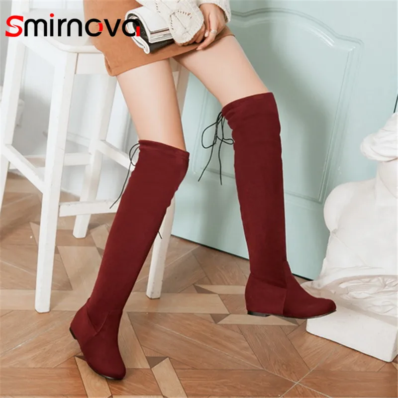 Smirnova/хит продаж большие размеры 32-47 обувь 2020 новые высокие сапоги до бедра модные