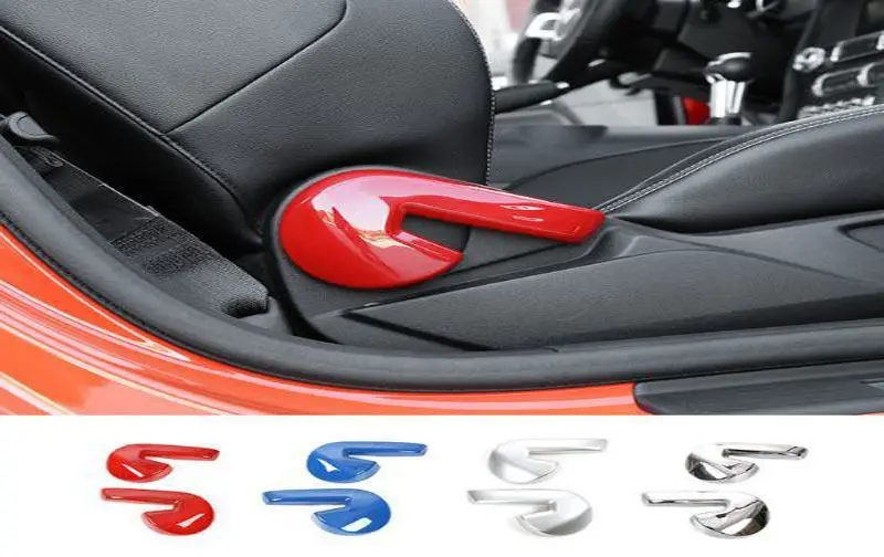 

Free Shipping 4 colors Car Styling Interior Decorations Seat Backrest Adjust Handle Lever for Ford Mustang 2015 2016 2pcs/set