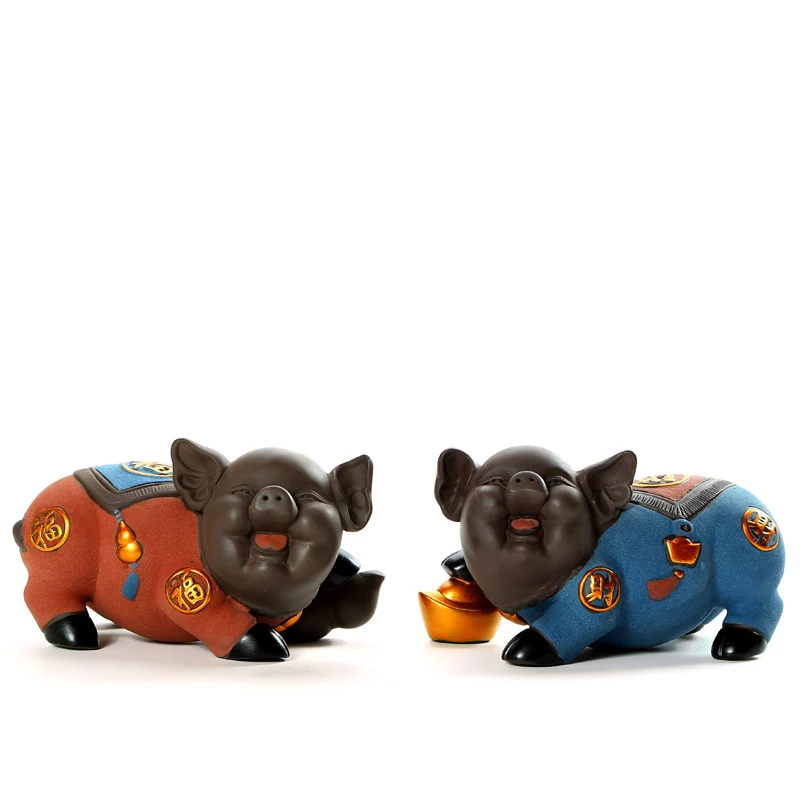 Cute Changeable Pig Boutique Lucky Fortune Tea Pet Tabletop TV Cabinet Yixing Purple Clay Feng Shui Ceramic Car Home Decor | Дом и сад
