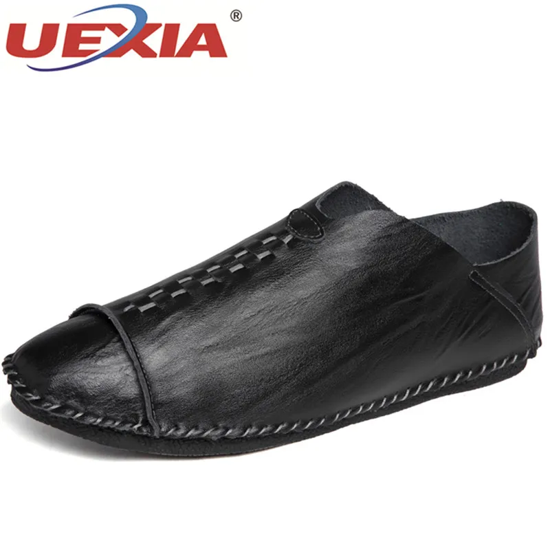 UEXIA Мужская повседневная кожаная обувь сетки на шнуровке Для мужчин плоской