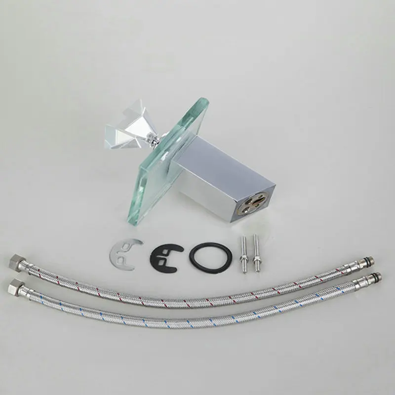 Квадратный стеклянный смеситель для ванной комнаты YANKSMART с алмазной ручкой