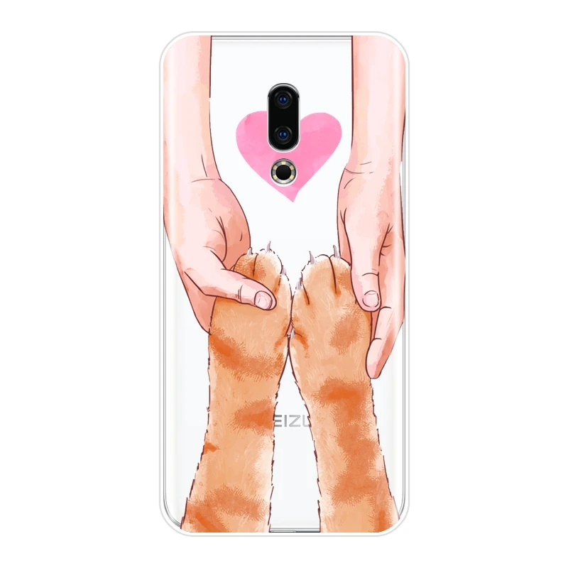 Задняя крышка для Meizu 15 Lite 16 Plus 16th 16x сердечко кот кавайная девушка силиконовый