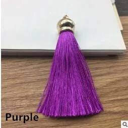 Purple 5 шт./лот 80 мм шелк льда кисточка бахрома швейная мини хлопок полиэстер кисточка DIY ювелирные аксессуары украшения занавес - Цвет: Purple