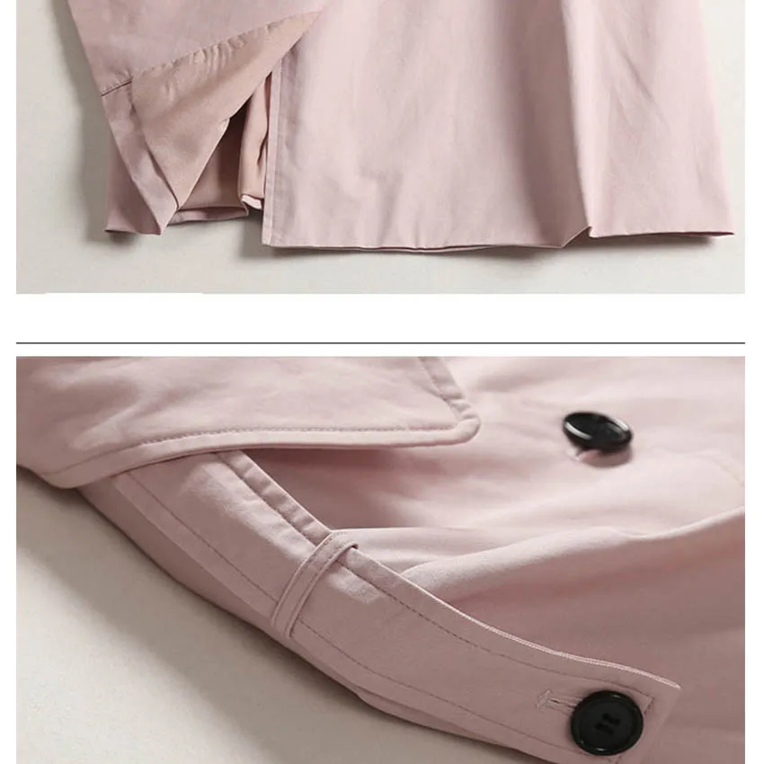 

Notched collar double breasted trench coat women adjustable belt slim waist coats 2019 new autumn winter collection