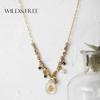 wildfree vintage long pendant necklace handmade water drop beaded charm crystal pendants necklaces for women bijoux
