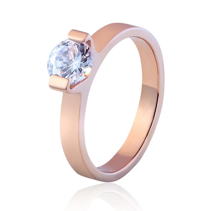 Ограненное кольцо ААА из нержавеющей стали с цирконом свадебное ювелирное