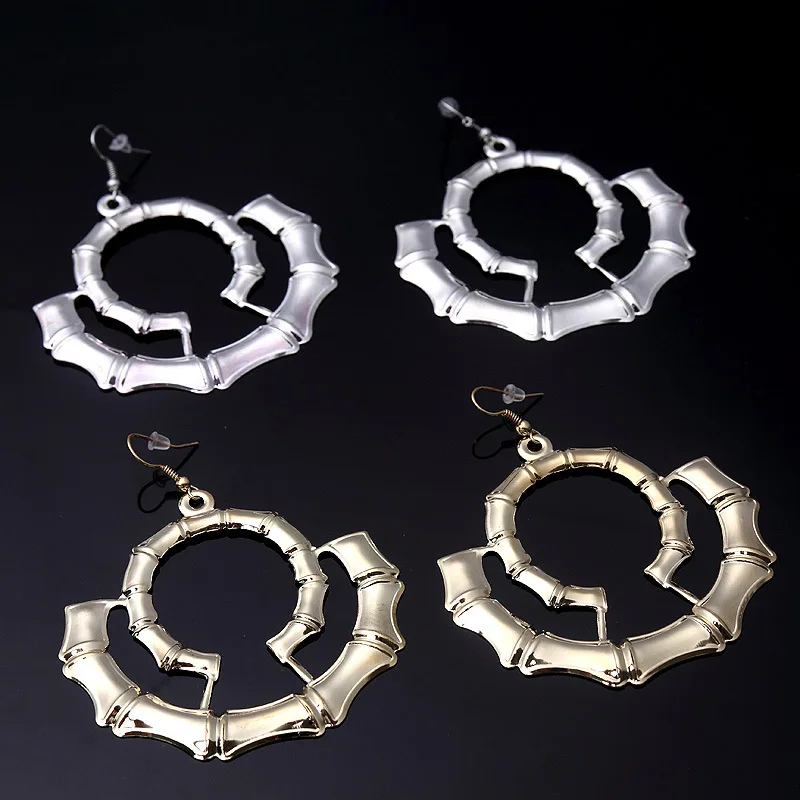 Новые модные большие золотые панк хип-хоп баскетбольные жёны Бамбуковые серьги