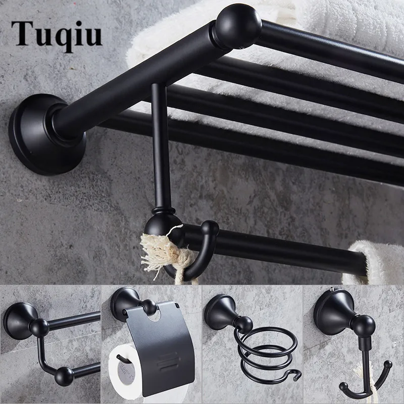 Черный набор аксессуаров для ванной комнаты крючок халата держатель бумаги