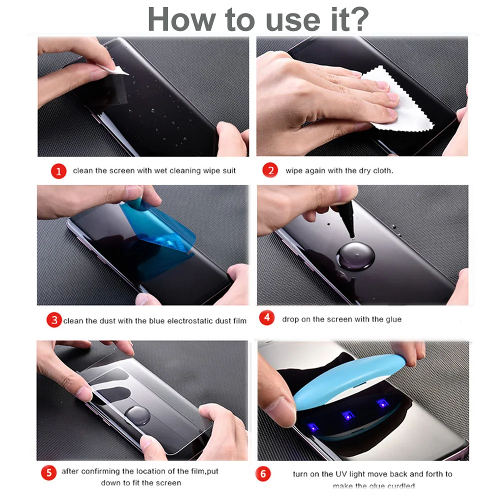 20 шт. УФ-протектор экрана закаленное стекло полное покрытие 1 ультрафиолетовый