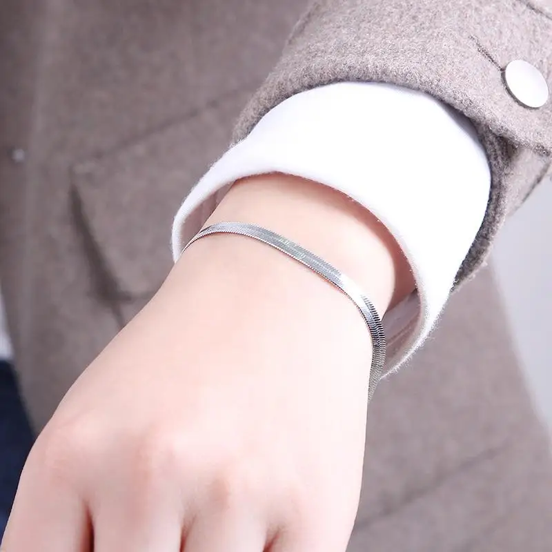 Новый браслет для женщин и мужчин серебряный с кубинскими звеньями цепочкой