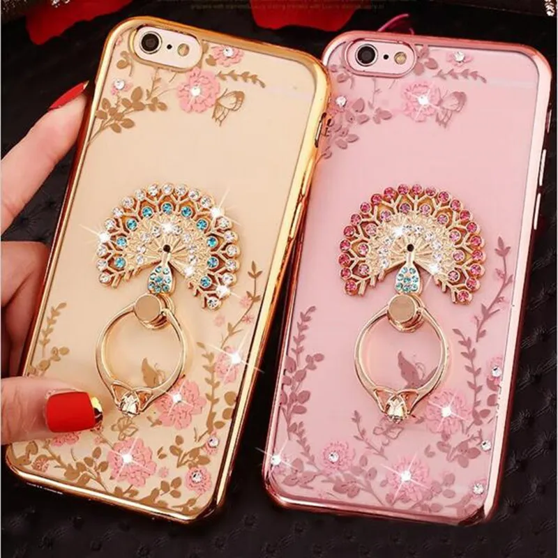 Secret Garden Flowers Rhinestone Phone Case For iPhone XS Max XR X 6 8 7 6s Plus Cute Cartoon Ring Holder Cover | Мобильные телефоны