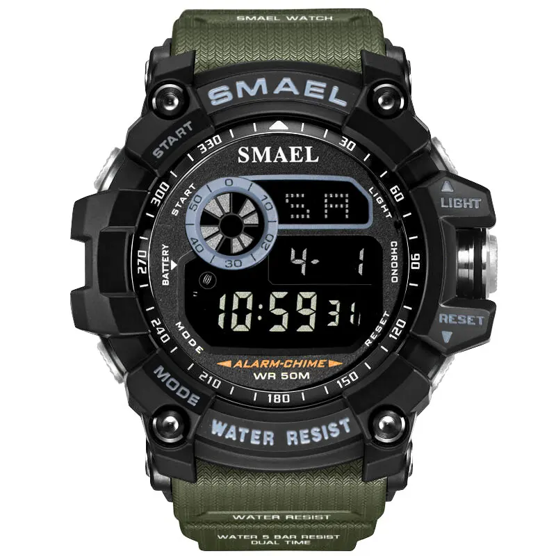 Army Green Цифровые наручные часы Военные Спортивные SMAEL мужские часы 50 м водонепроницаемый светодиодный Будильник Relojes Hombre8010 спортивные мужские часы S Shock - Цвет: Army Green