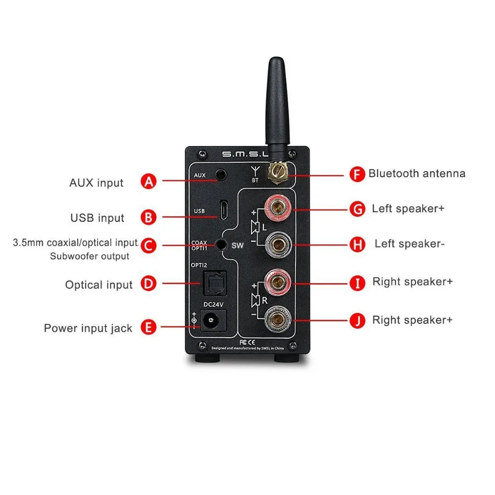 SMSL AD18 Hi-Fi аудио стерео усилитель с Bluetooth 4 2 поддерживает Apt-X USB DSP полный цифровой