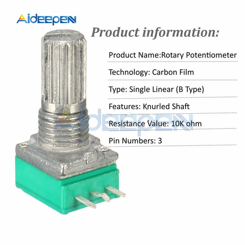 10 шт./лот 6 мм B10K 10K Ohm 3 Pin один линейный поворотный потенциометр 15 накатанный вал с