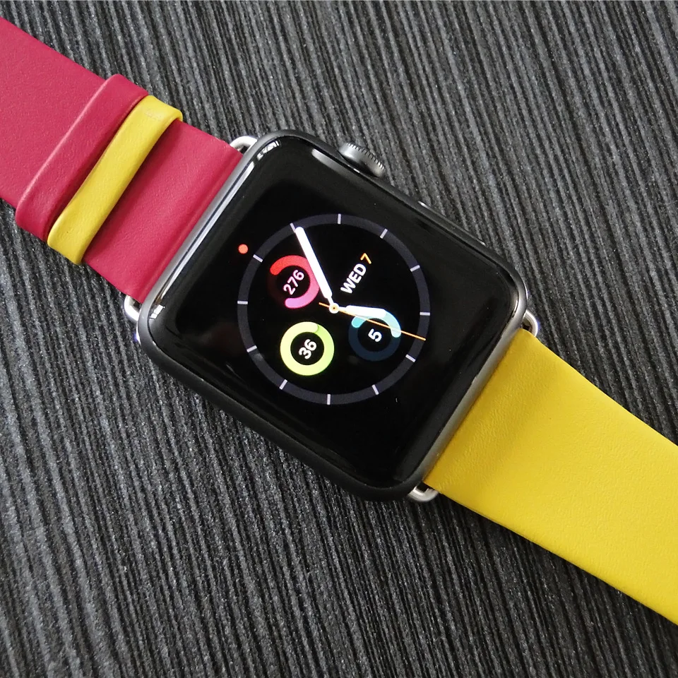 Модный двухцветный ремешок для часов для Apple Watch 38 мм 40 мм ремешок из натуральной кожи для iWatch 42 мм 44 мм Серия 1 2 3 4 браслет