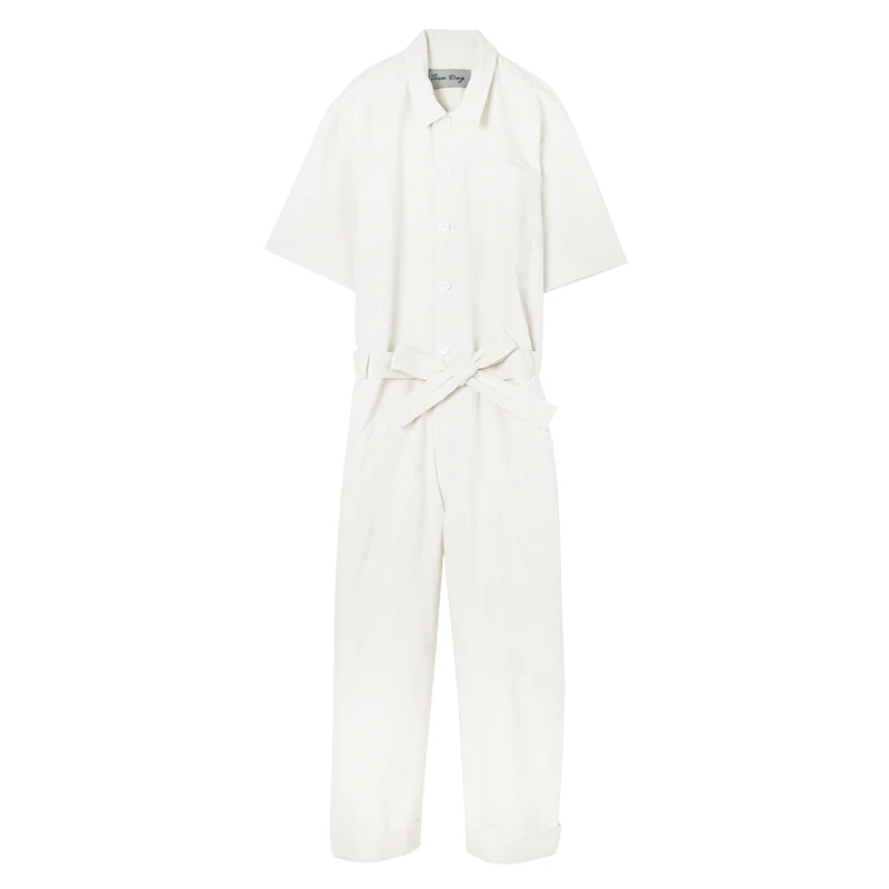 

M-6XL!!!Summer new Korean version of the men's loose custom large size was thin tooling short-sleeved straight jumpsuit.