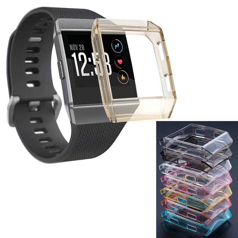Colorful Silicone Frame Skin Cover Case Protective Guard Shell For Fitbit Ionic Smart Watch Band Screen Protector | Наручные часы