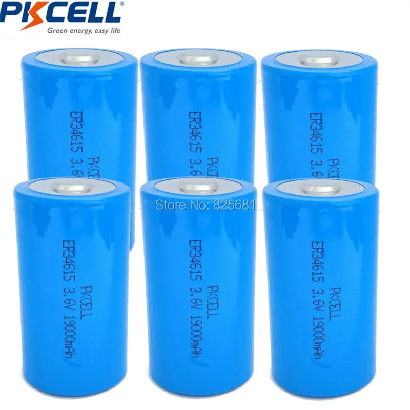 30 шт. PKCELL 19ah ER34615 34615 3,6 V Размер 34,2X61,5 мм 19000 MAH D LiSOCl2 батареи на 10 лет