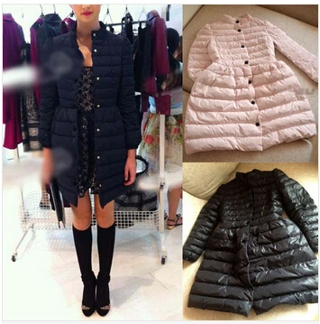 Бесплатная доставка 2016 зимнее пальто женщин стенд воротник черным бантом талия