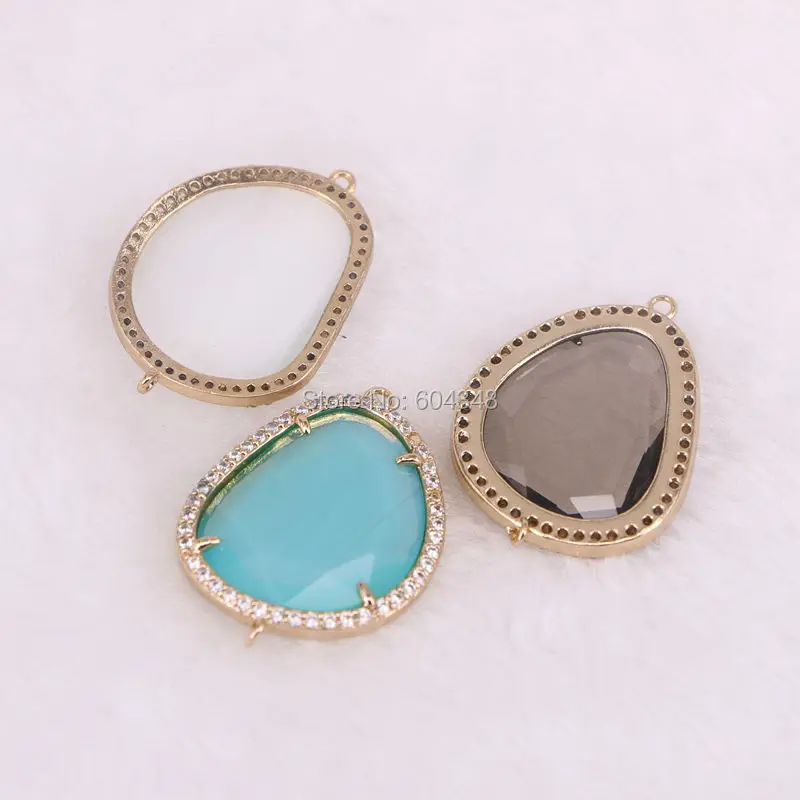 10 шт. смешанные цветные стеклянные камни в форме подвески ограненные хрустальные