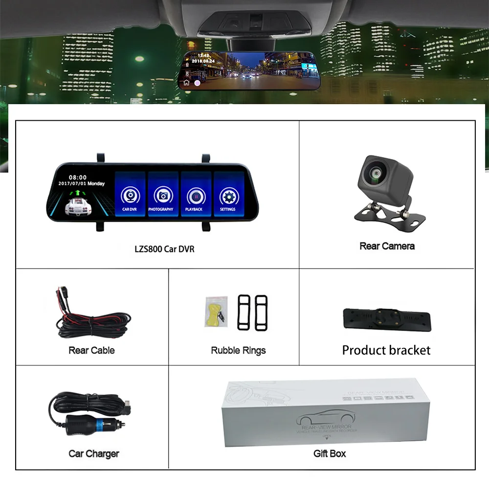 Двойной объектив 9 35 "Full Touch HD 1080P зеркальная камера ночного видения
