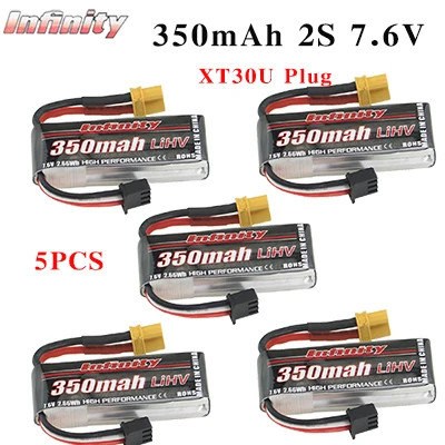 5 шт. аккумулятор Infinity Lipo 350mAh 2S 7,6 V 85C FPV с разъемом Amass XT30 XT30U для внутреннего гоночного дрона - Цвет: 5PCS 350mAh 2S 7.6V