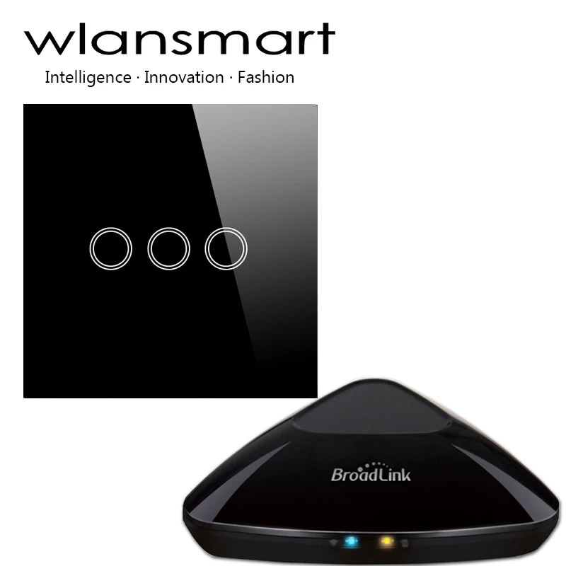 Wlansmrt настенный выключатель света 3 банды ЕС прерыватель сенсорный + Broadlink Rm Pro