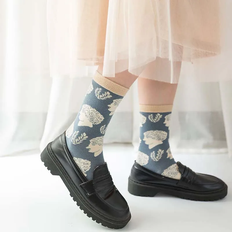 Модные Нерегулярные унисекс мимеограф живопись забавные Женские носочки