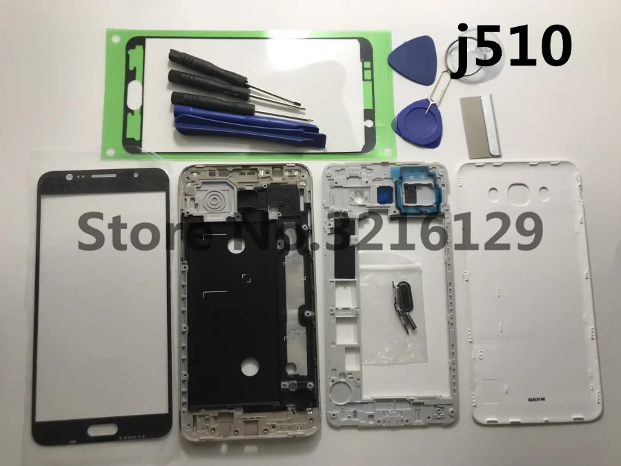 Full Housing For Samsung J5 J510F J510 2016 Front Mid Frame Plate Bezel Battery Back Cover Door Case+glass With Side Buttons | Мобильные