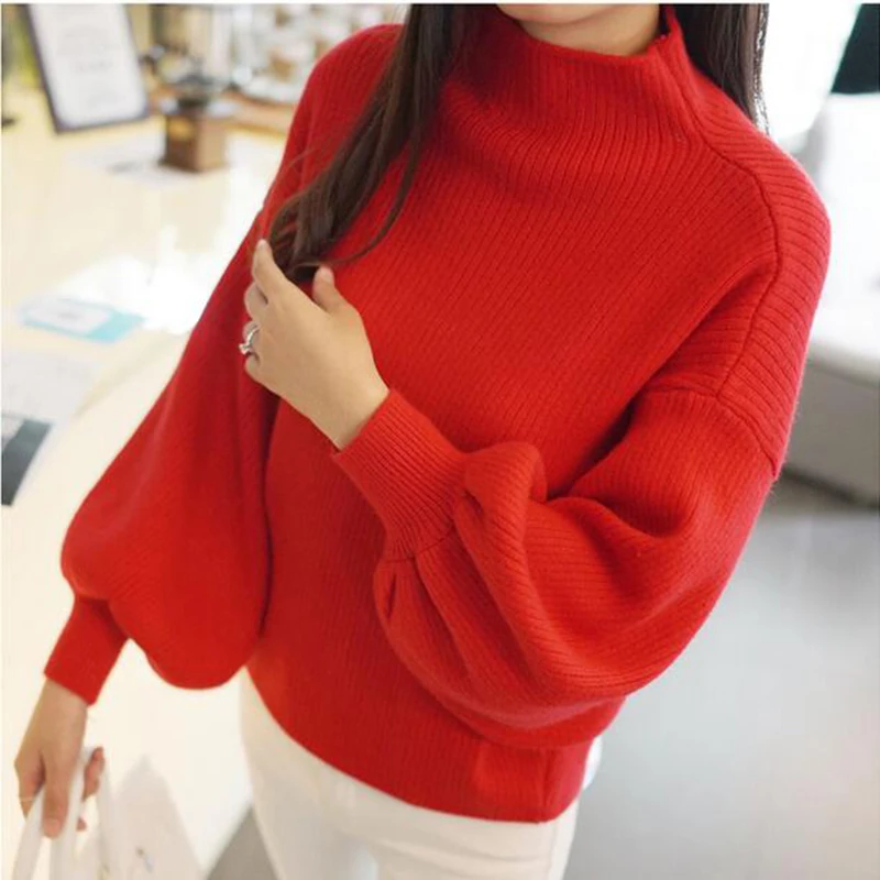 Autumn Winter Sweaters Women 2017 Solid Color Casual Sweater High Quality Turtleneck long Sleeve Loose Batwing | Женская одежда