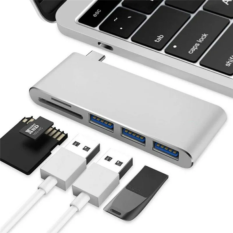 Basix USB C концентратор Тип до 3 портов 0 адаптер с SD/TF кардридер для MacBook pro Air
