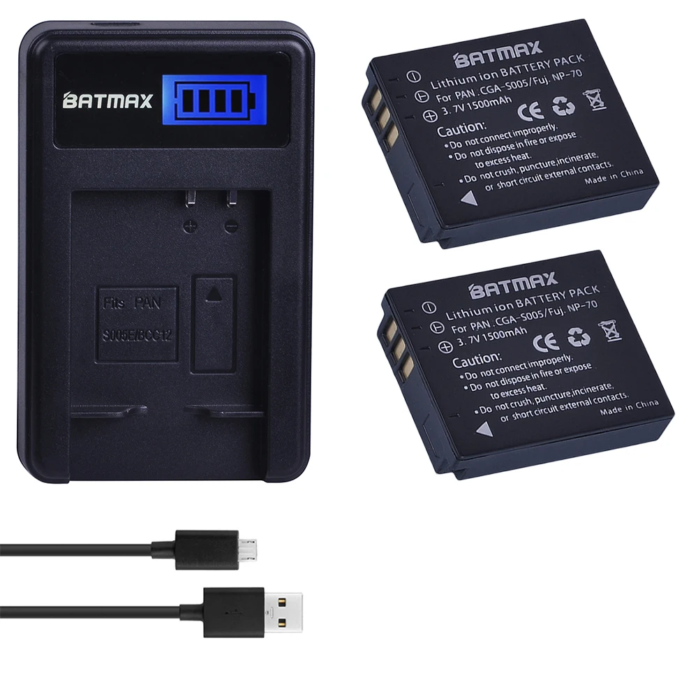 

2PCS CGA-S005E S005 DMW-BCC12 Battery + LCD USB Charger for Panasonic Lumix DMC-LX1 LX2 LX3 FX3 BCC12 For FUJI NP-70 DB60