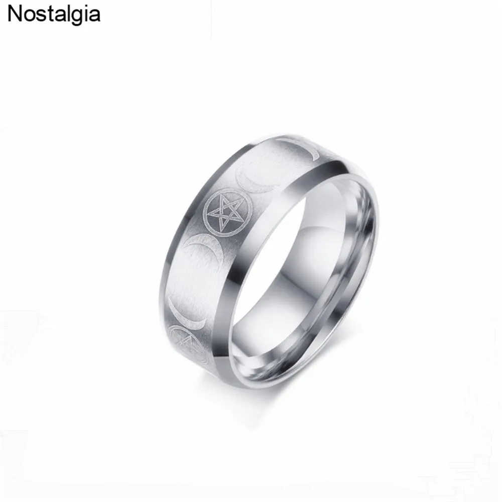 Тройное кольцо-печатка с луной для мужчин