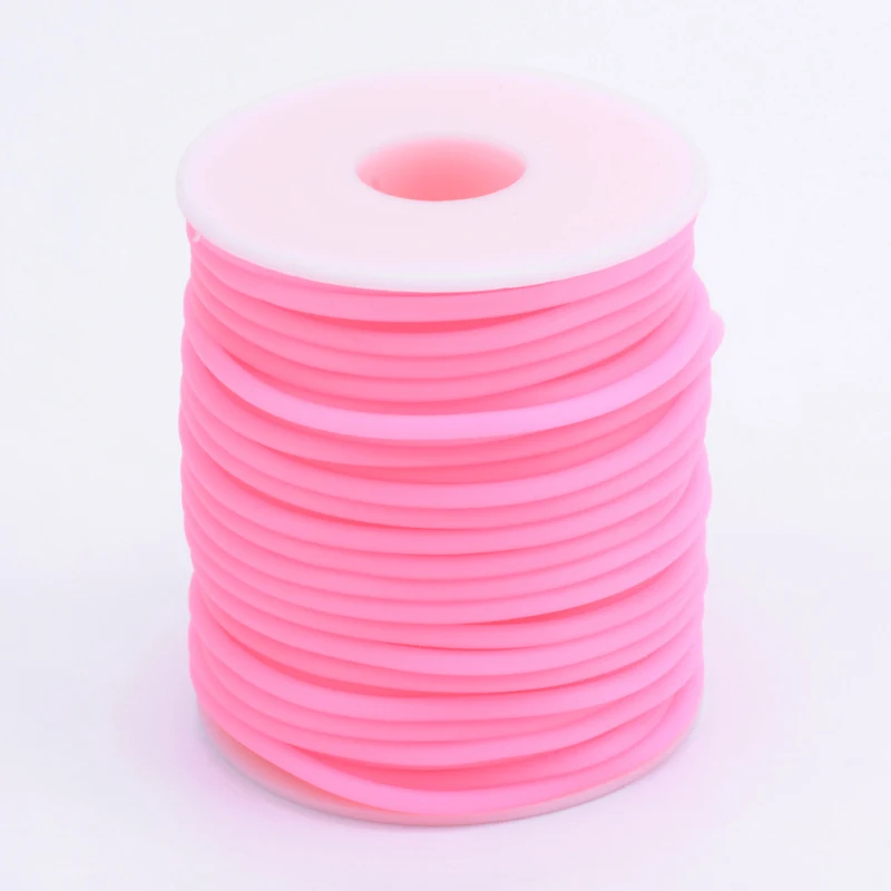 HotPink 2/3/4 мм полая труба ПВХ трубчатый резиновый Шнуры Веревки нитки обернутой вокруг белый Пластик катушки для бижутерии, материал для рукоделия ремесла - Цвет: HotPink