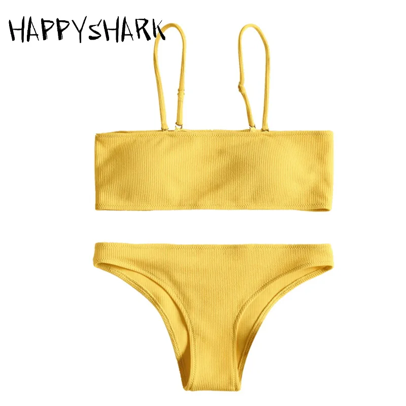 HAPPYSHARK новинка 2018 года бикини бандо женский купальник из ткани в полоску