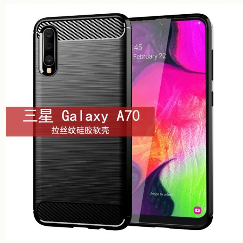 Чехол из углеродного волокна для Samsung Galaxy A70 резиновый силиконовый чехол телефона