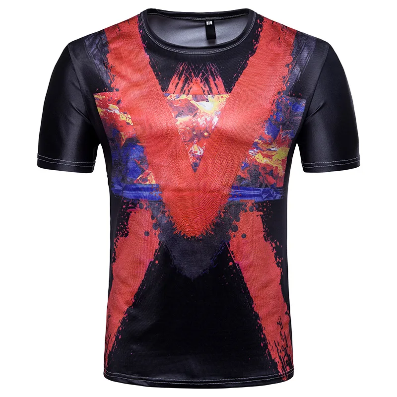 Мужская футболка с принтом в виде чернил Повседневная круглым вырезом и