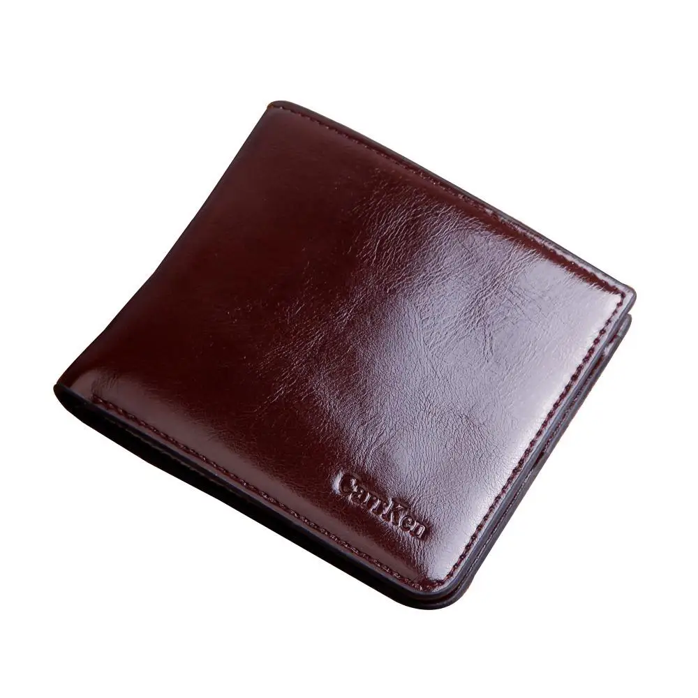 Brown Мужской кошелек carteira masculina,, воск, масло, кожа, короткий, мужской, карман, клатч, кошелек, мужской, s, сумка для денег, porte feuille hombre - Цвет: Brown