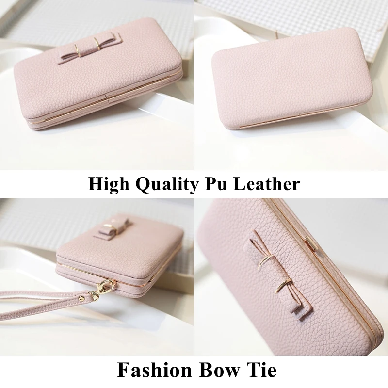 Женский кожаный кошелек вместительный с бантом|wallet clutch|wallet femaleporte monnaie femme |