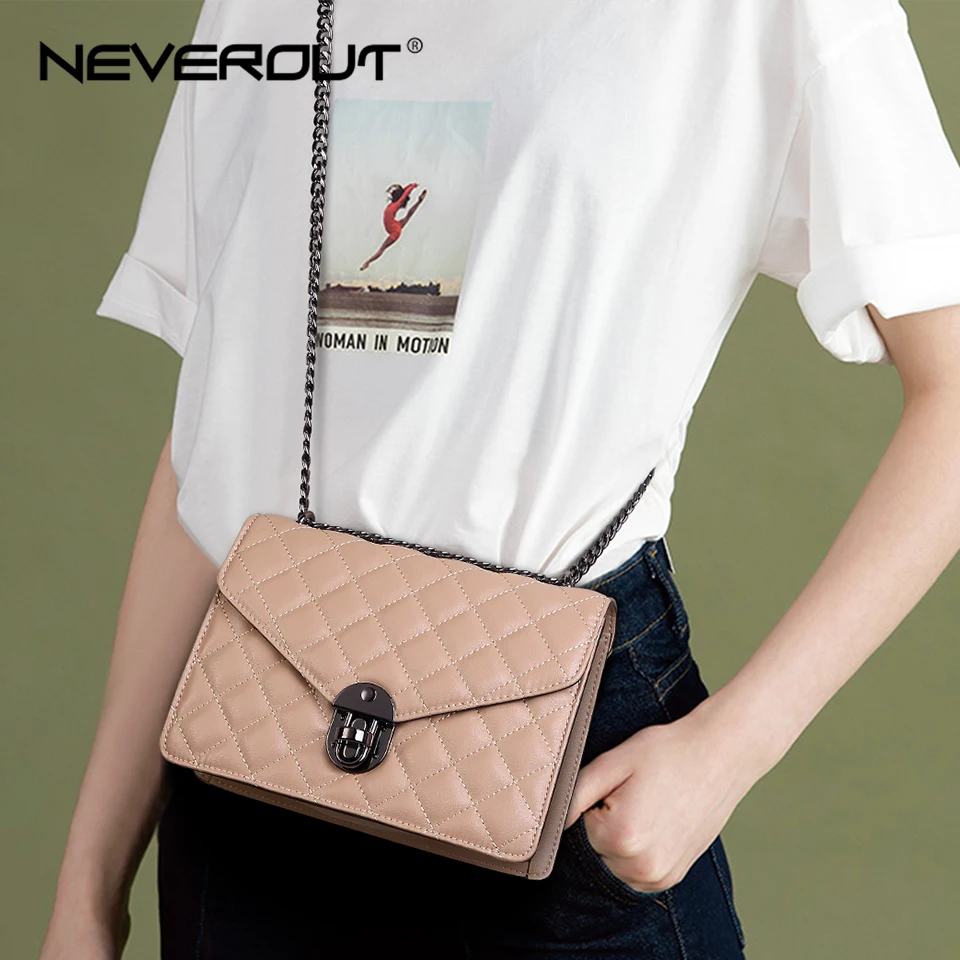 Женская наплечная Сумочка с ремешком на цепочке NEVEROUT Маленькая кожаная