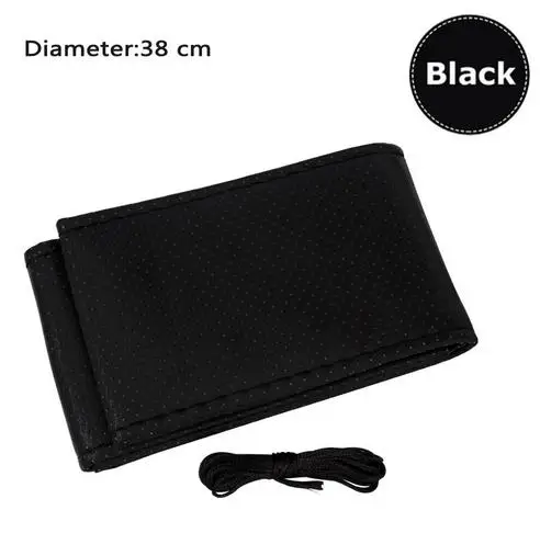 Black 38 GLCC DIY чехол на руль автомобиля универсальный кожаный руль мягкой искусственной кожи крышки рулевого колеса 38см универсальный с иглой и резьбой - Название цвета: Black 38