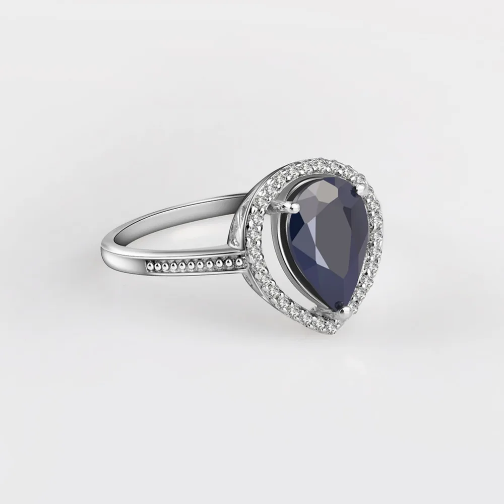 Gem's Ballet 1.89Ct ФОРМА натуральный синий сапфир обручальные кольца с драгоценными камнями Твердые 925 пробы серебряные ювелирные изделия для женщин