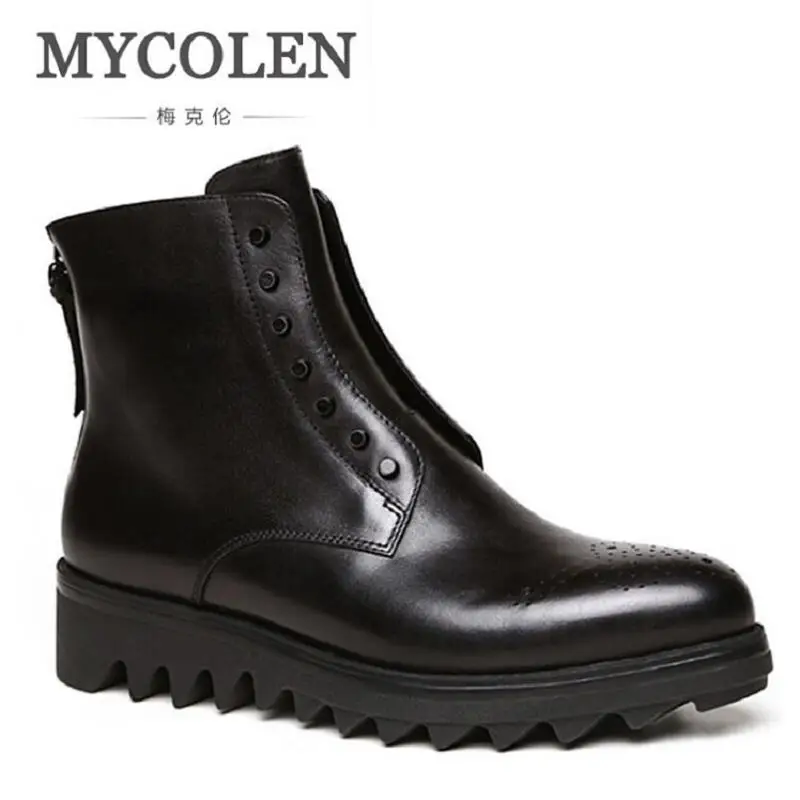 Mycolen мужские мотоботы Винтажные зимние ботинки новая кожа коровы Армейские